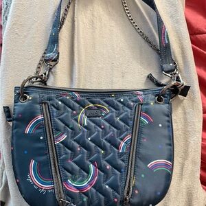 Lug Swivel Crossbody Bag - Rainbow Navy - RFID Protected Organizer